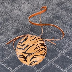 Madewell Tan and Black Round Crossbody Bag